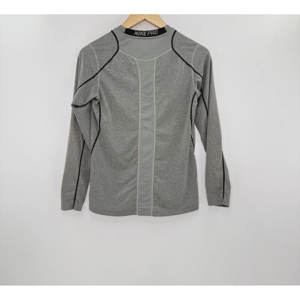 Nike Pro Fitted Training Long Sleeve Top Gray Kids L Large Activewear See Photos